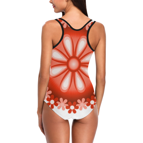 Mod Flower Classic Swimsuit Vest One Piece Swimsuit (Model S04)