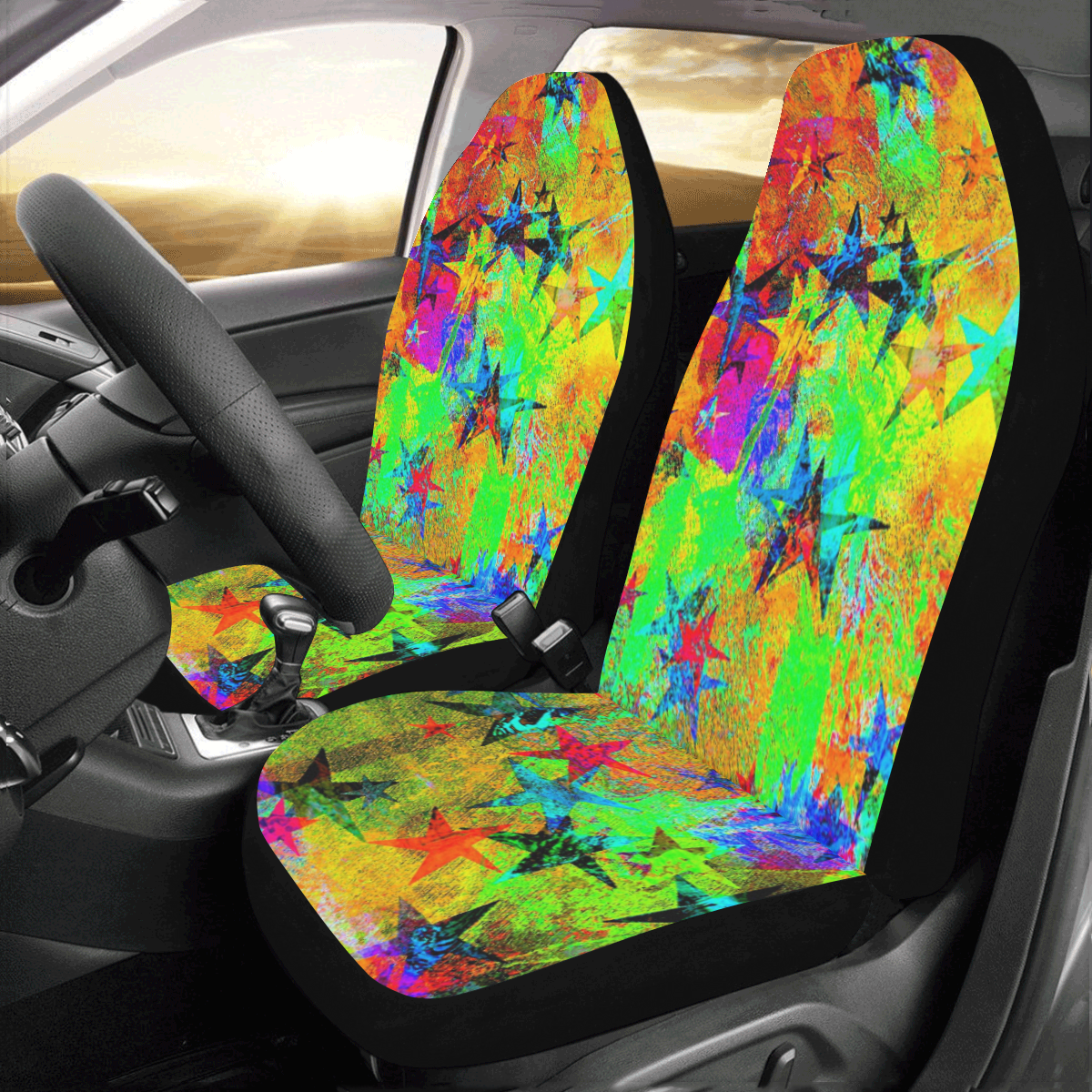stars and texture colors Car Seat Covers (Set of 2)