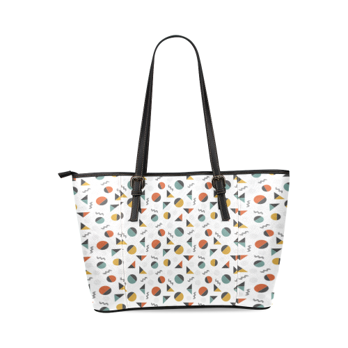 Geo Cutting Shapes Leather Tote Bag/Small (Model 1640)