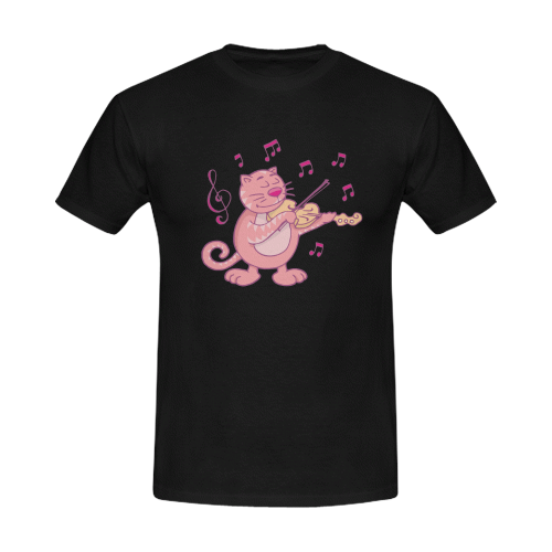 Cat with Violin Men's T-Shirt in USA Size (Front Printing Only)