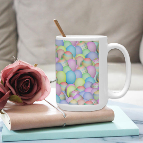 Pastel Colored Easter Eggs Custom Ceramic Mug (15OZ)