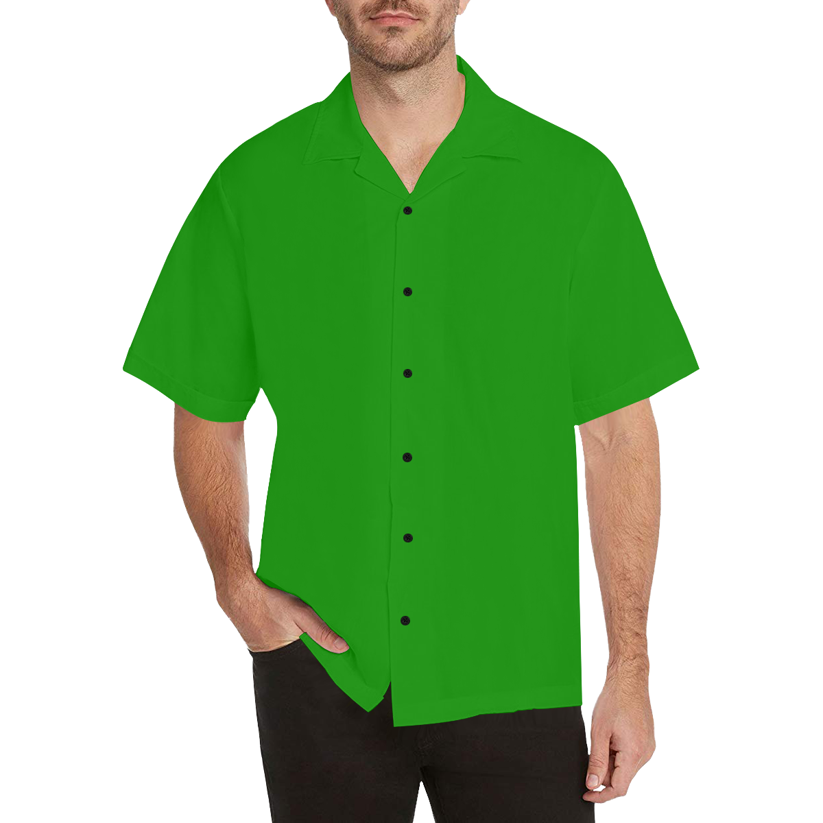 Notable Neon Green Solid Colored Hawaiian Shirt (Model T58)