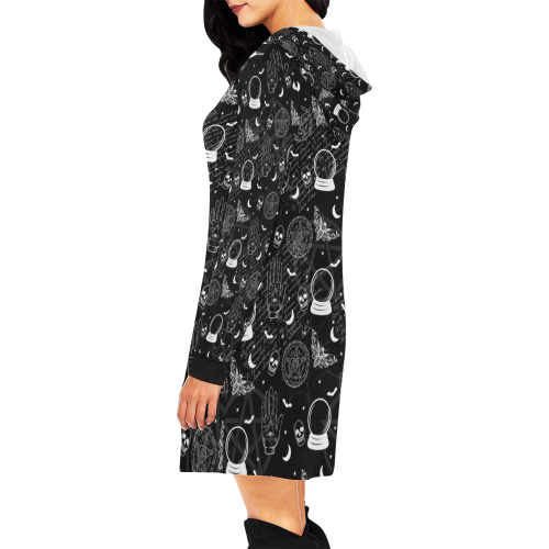 poe fortunes All Over Print Hoodie Mini Dress (Model H27)