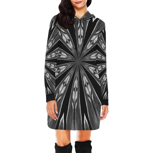 FEATHERZ All Over Print Hoodie Mini Dress (Model H27)