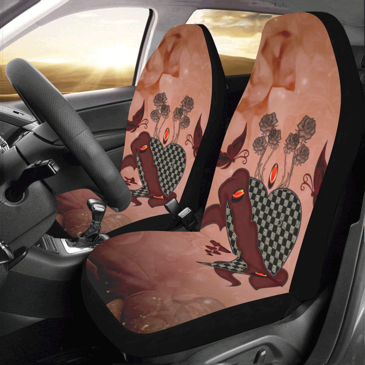 Heart with butterflies Car Seat Covers (Set of 2)
