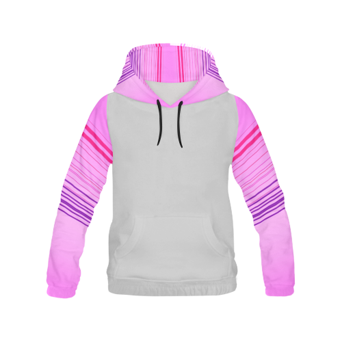 Hoodie grey pink Vintage All Over Print Hoodie for Women (USA Size) (Model H13)