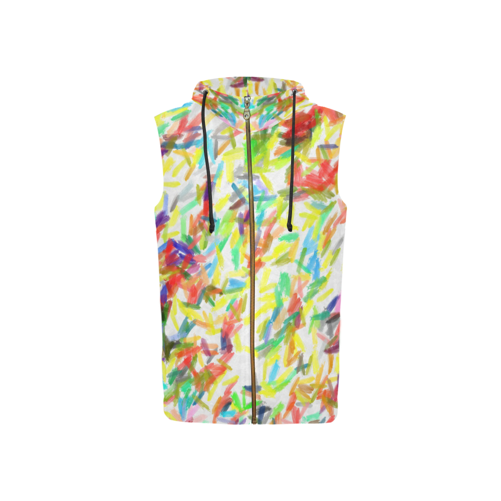 Colorful brush strokes All Over Print Sleeveless Zip Up Hoodie for Women (Model H16)