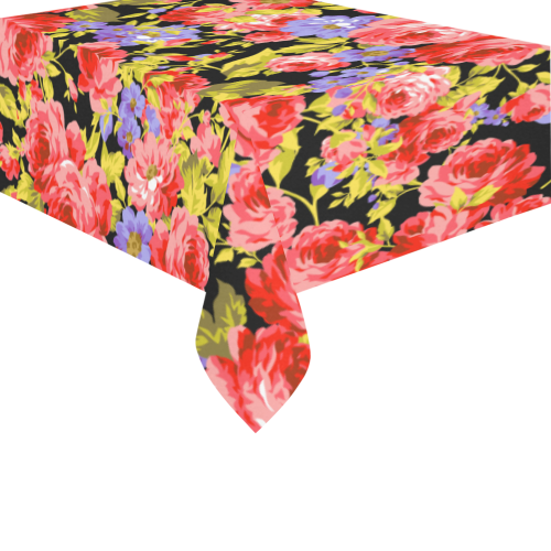 Colorful Flower Pattern Cotton Linen Tablecloth 60" x 90"