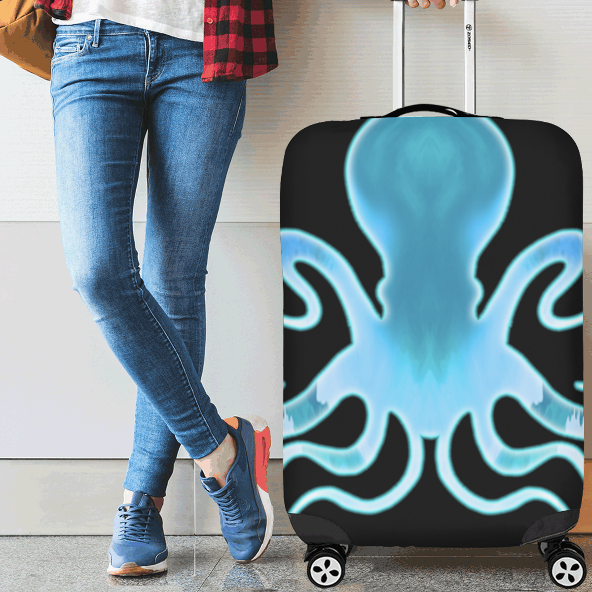 Watercolour Octopus Luggage Cover/Large 26"-28"
