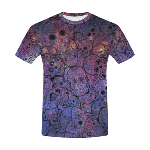 Cosmic Sugar Skulls All Over Print T-Shirt for Men (USA Size) (Model T40)