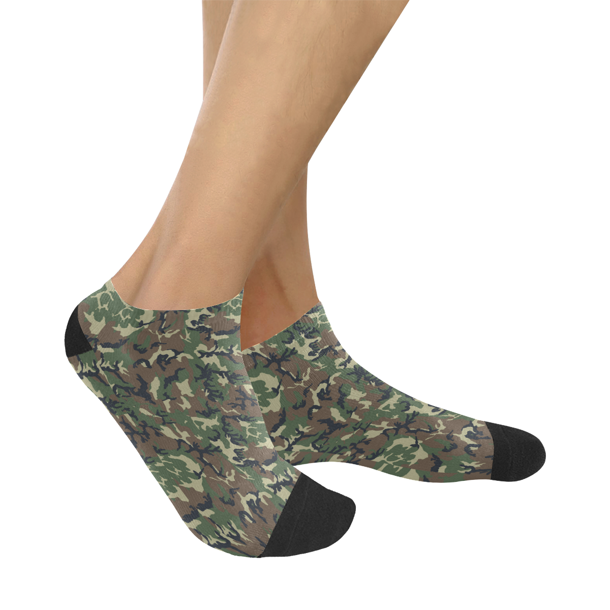Woodland Forest Green Camouflage Women's Ankle Socks