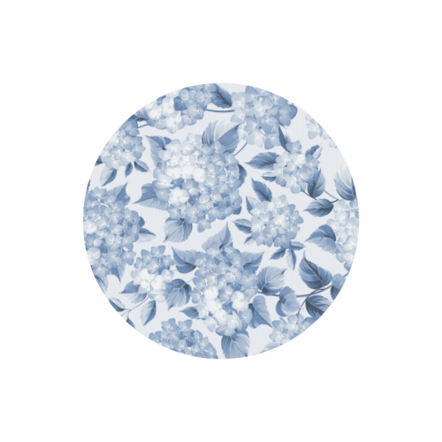 Blue and White Floral Pattern Round Mousepad