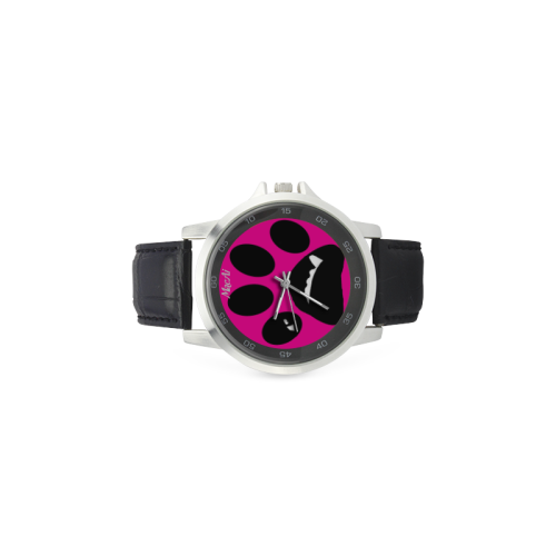 BooBooFace by MacAi in pink Unisex Stainless Steel Leather Strap Watch(Model 202)