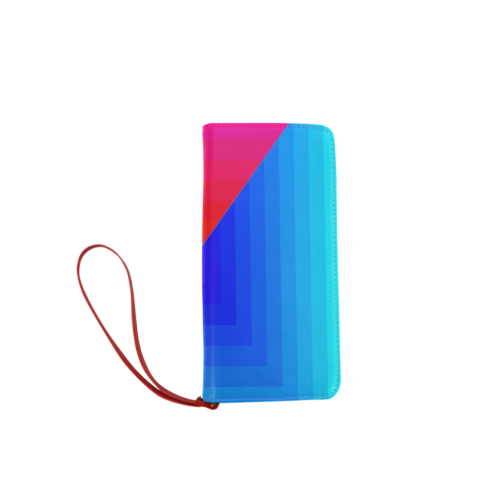 Pink red and blue blue multiple squares Women's Clutch Wallet (Model 1637)