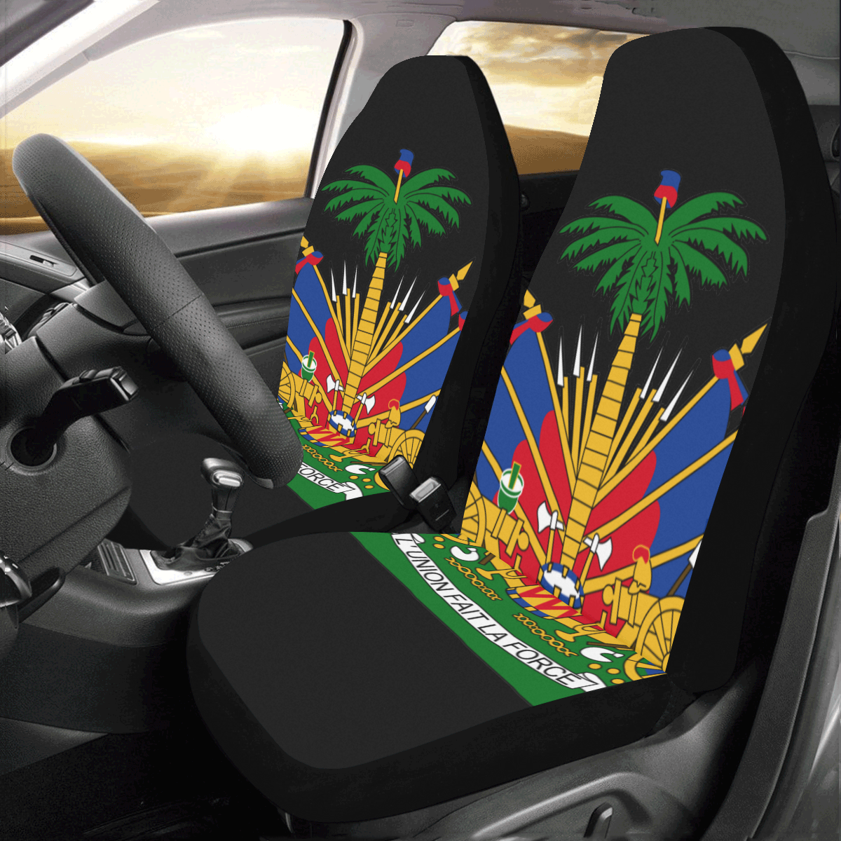 HAITIAN flag Car Seat Covers (Set of 2)