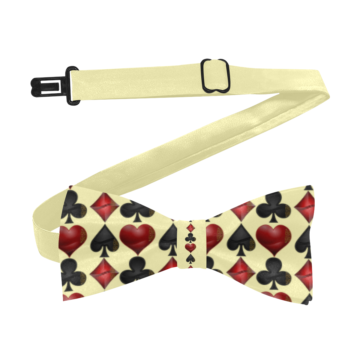 Las Vegas  Black and Red Casino Poker Card Shapes / Yellow Custom Bow Tie