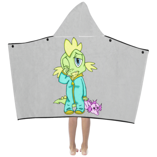 Sleepy Dinosaur Lt Grey Kids' Hooded Bath Towels