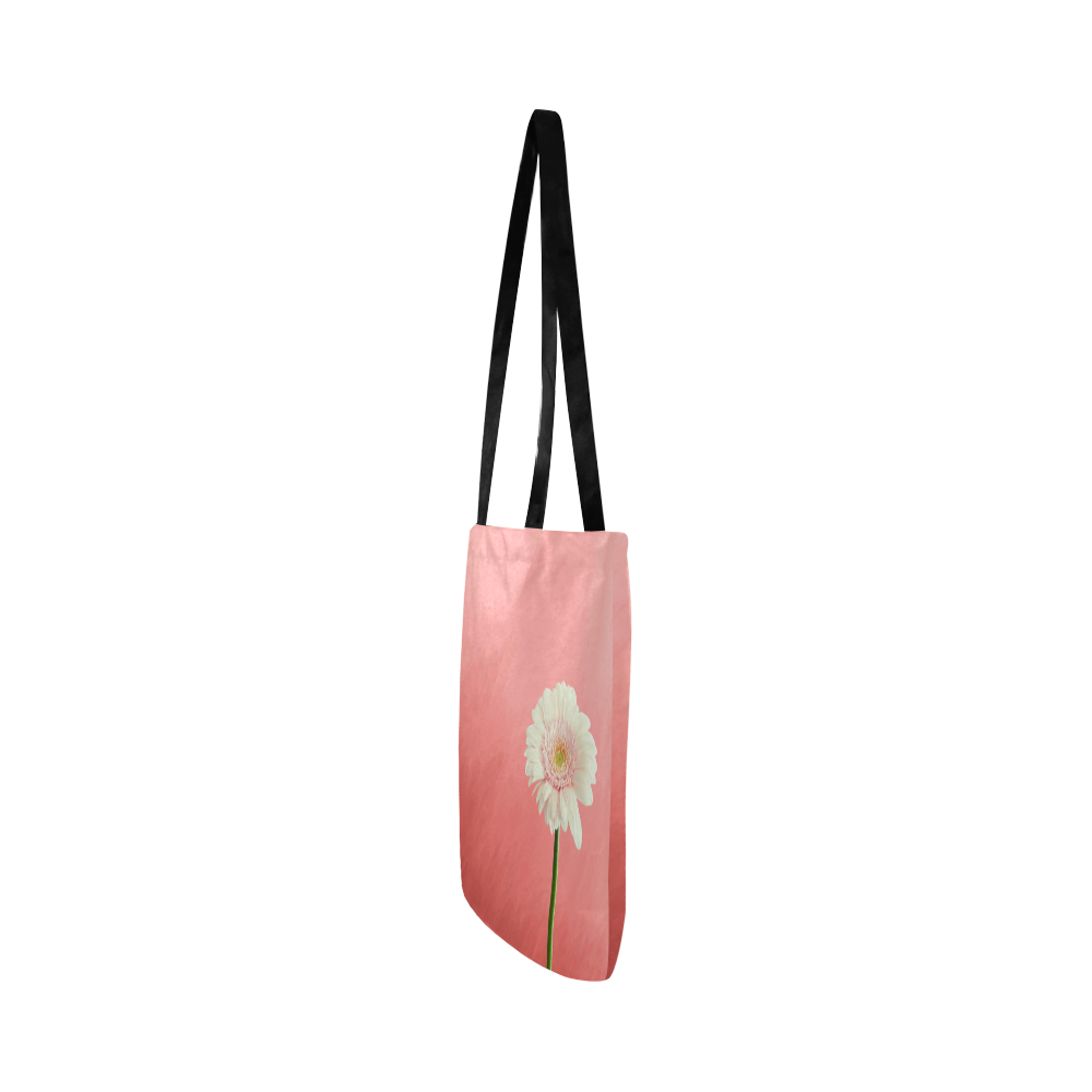 Gerbera Daisy - White Flower on Coral Pink Reusable Shopping Bag Model 1660 (Two sides)