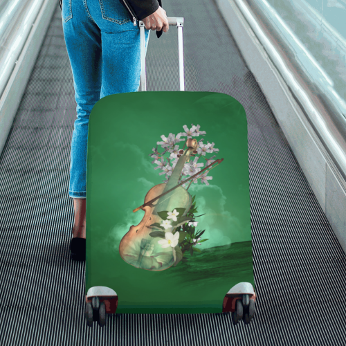 Violin with flowers Luggage Cover/Large 26"-28"