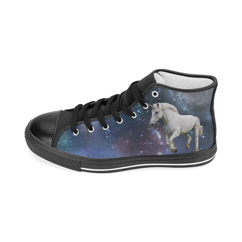 Unicorn and Space Men’s Classic High Top Canvas Shoes (Model 017)