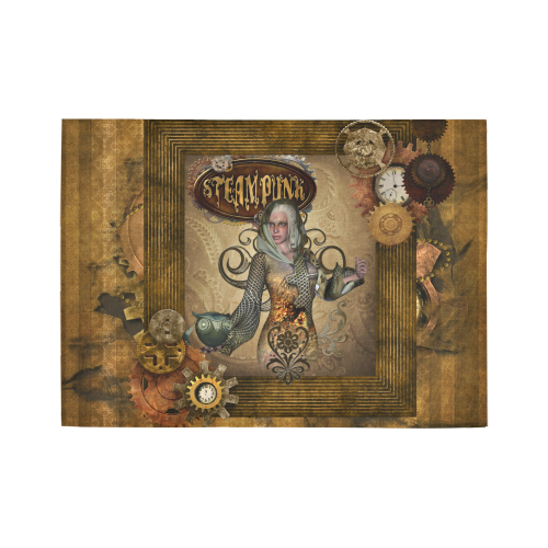 Steampunk lady with owl Area Rug7'x5'