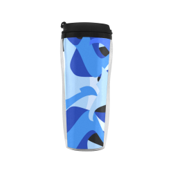 Camouflage Abstract Blue and Black Reusable Coffee Cup (11.8oz)