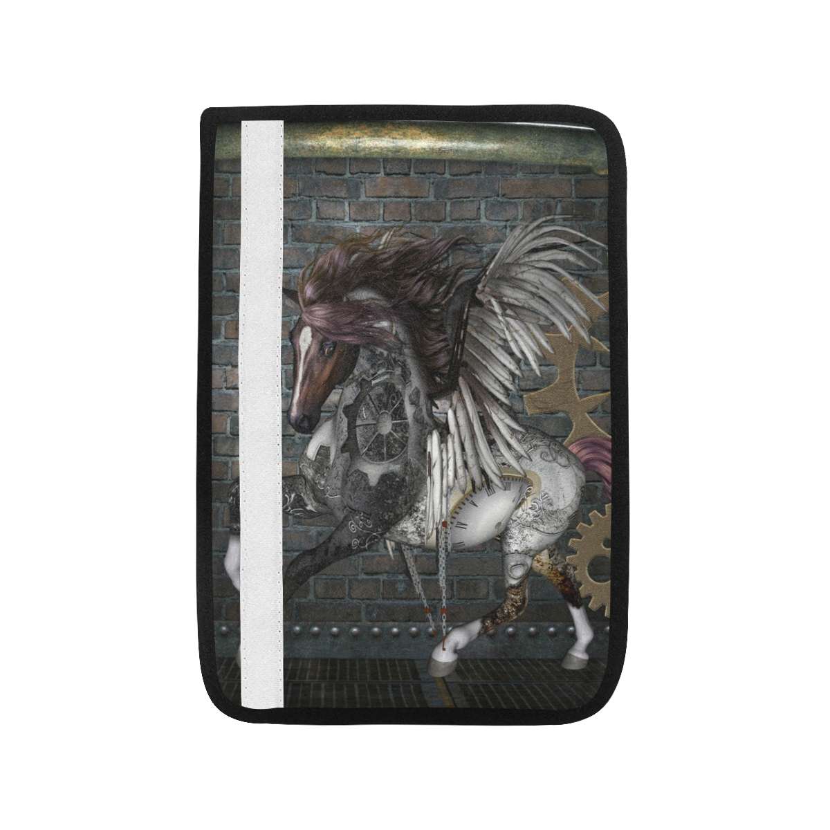 Steampunk, awesome steampunk horse with wings Car Seat Belt Cover 7''x10''