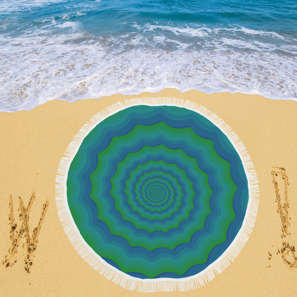 Green blue vortex Circular Beach Shawl 59"x 59"