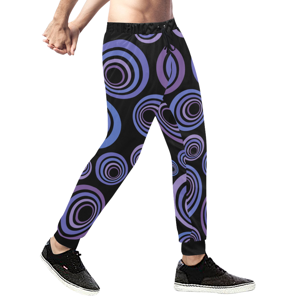 Retro Psychedelic Ultraviolet Pattern Men's All Over Print Sweatpants (Model L11)