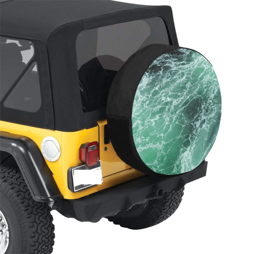 Green Ocean Wave. 32 Inch Spare Tire Cover