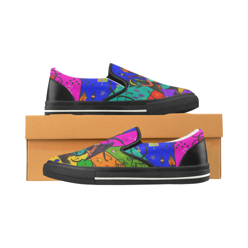 Awesome Baphomet Popart Women's Unusual Slip-on Canvas Shoes (Model 019)