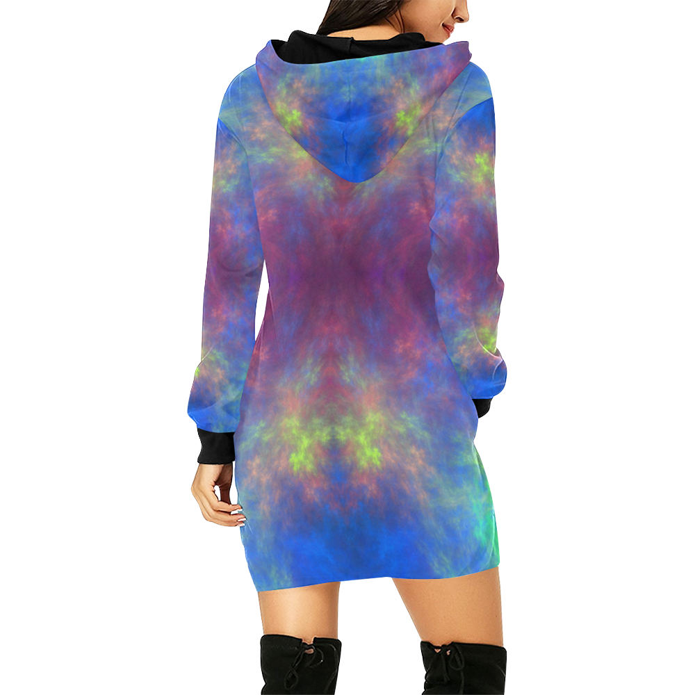 Universe of Color All Over Print Hoodie Mini Dress (Model H27)
