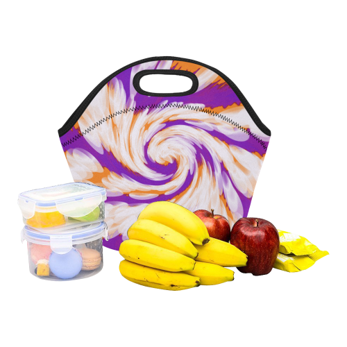 Purple Orange Tie Dye Swirl Abstract Neoprene Lunch Bag/Small (Model 1669)