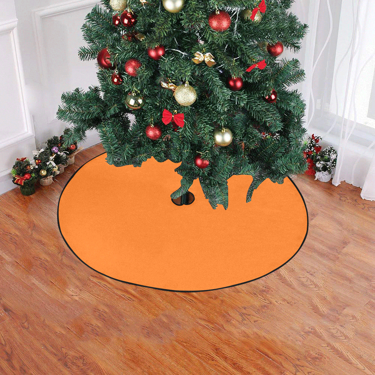 color pumpkin Christmas Tree Skirt 47" x 47"