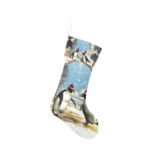 Funny penguins with christmas hat Christmas Stocking