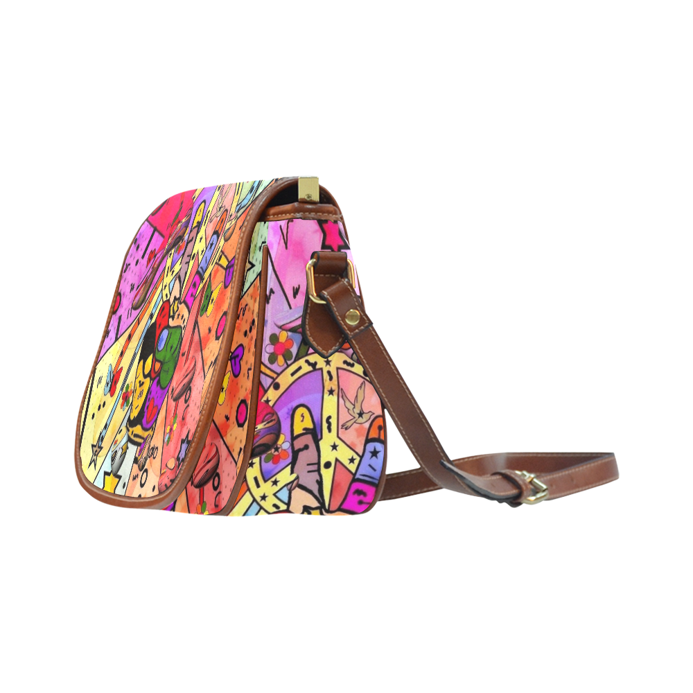 Peace Popart by Nico Bielow Saddle Bag/Large (Model 1649)