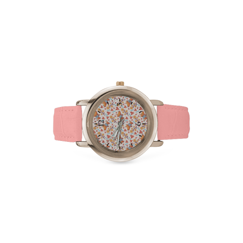 Cute Dog Women's Rose Gold Leather Strap Watch(Model 201)