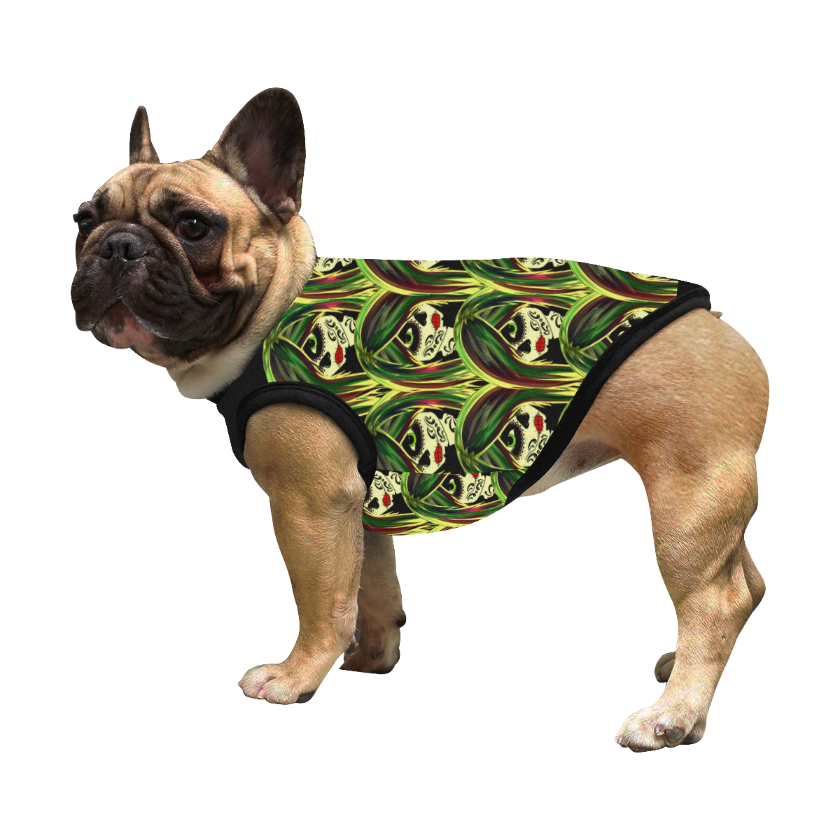 Fashionista sugarskull gals - green dog coat All Over Print Pet Tank Top
