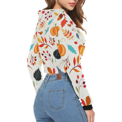 Autumn Mix All Over Print Crop Hoodie for Women (Model H22)