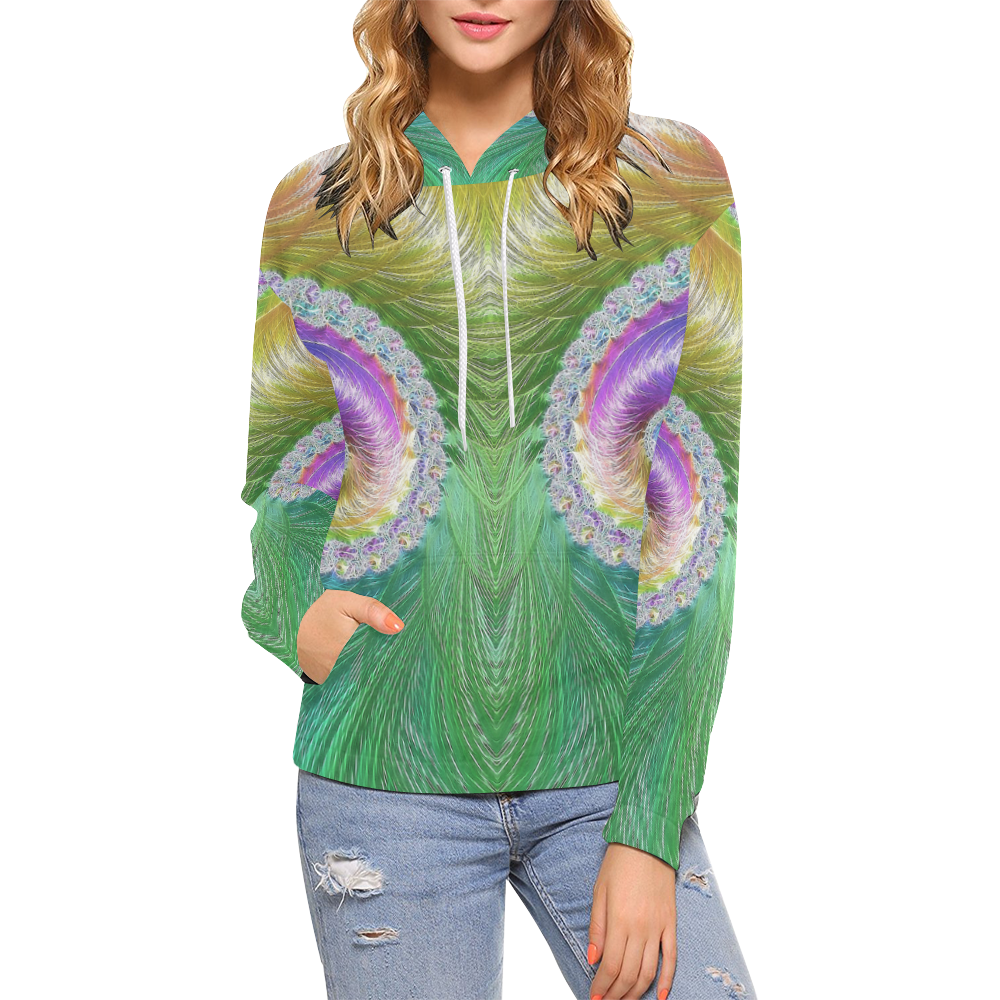 Frax Fractal Rainbow All Over Print Hoodie for Women (USA Size) (Model H13)