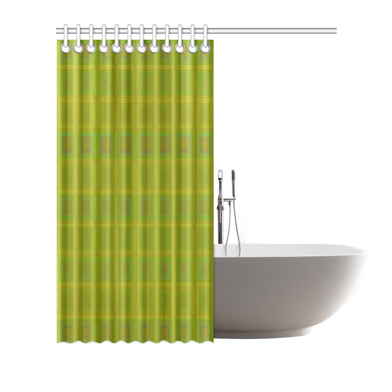 Olive green gold multicolored multiple squares Shower Curtain 66"x72"