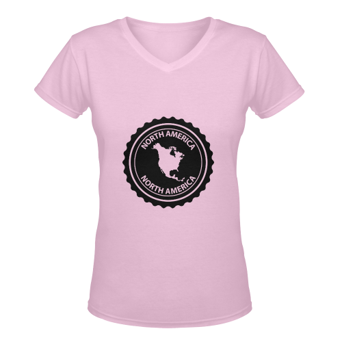 North America stamp Women's Deep V-neck T-shirt (Model T19)