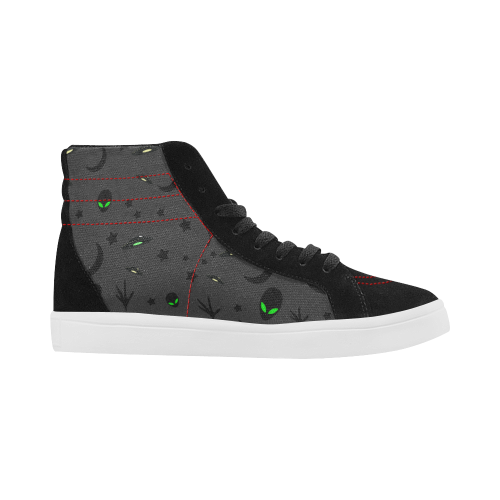 Alien Flying Saucers Stars Pattern on Charcoal Capricorn High Top Casual Shoes for Men (Model 037)