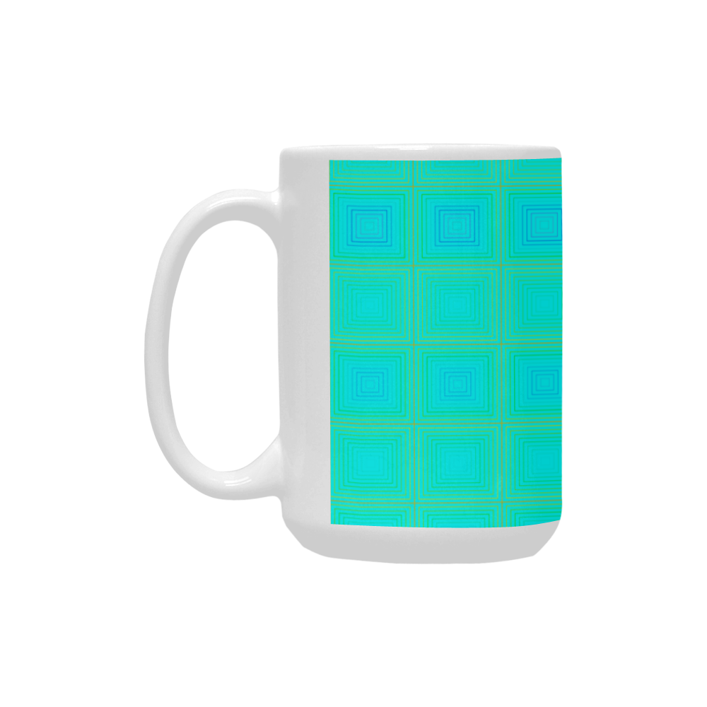Baby blue yellow multicolored multiple squares Custom Ceramic Mug (15OZ)