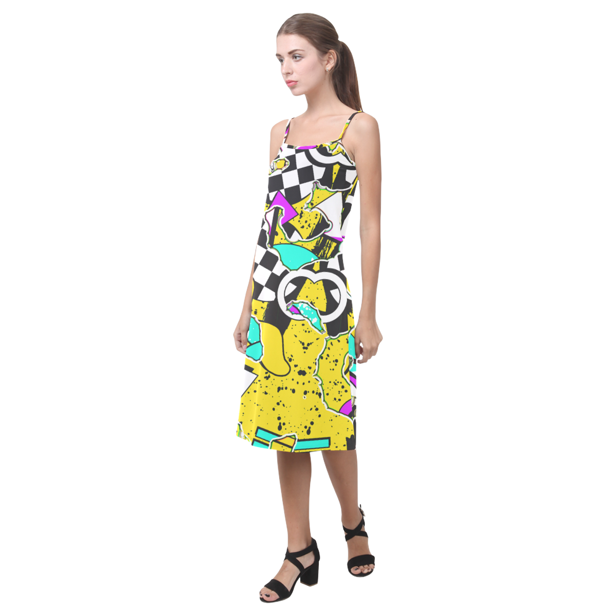 Shapes on a yellow background Alcestis Slip Dress (Model D05)