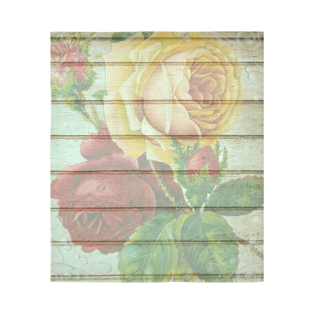 Vintage Wood Roses Cotton Linen Wall Tapestry 51"x 60"