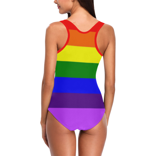 Rainbow Flag (Gay Pride - LGBTQIA+) Vest One Piece Swimsuit (Model S04)