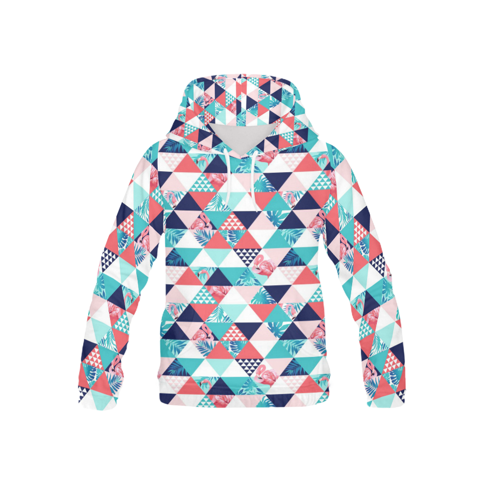 Flamingo Triangle Pattern All Over Print Hoodie for Kid (USA Size) (Model H13)