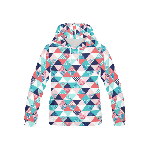 Flamingo Triangle Pattern All Over Print Hoodie for Kid (USA Size) (Model H13)