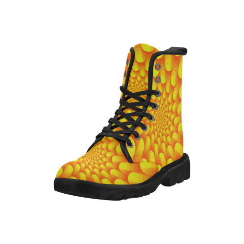 Yellow baby flower spiral Martin Boots for Women (Black) (Model 1203H)